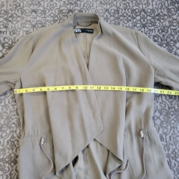 Zara Open Front Green Women's Draped Jacket Size S - Picture 8 of 9